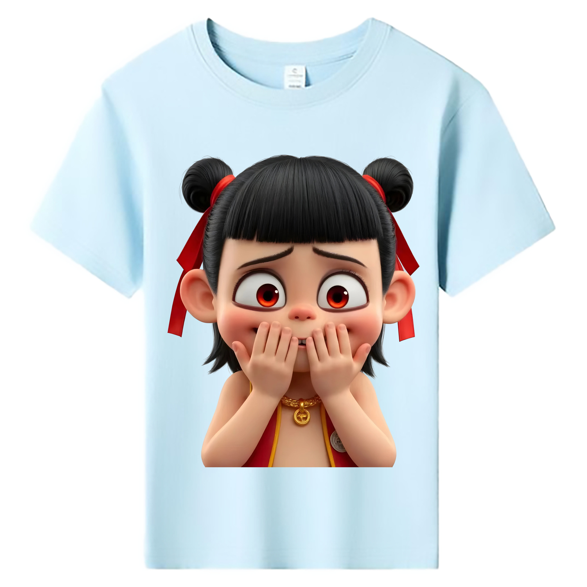 （画像用） Ne Zha 2 ナタ 魔童の大暴れ 綿100％キッズTシャツ（フロントプリント）